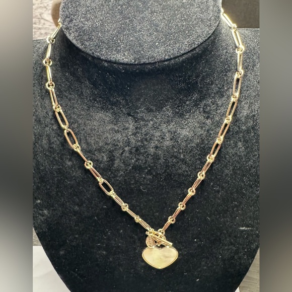 The Loft Gold Tone Faux Mother of Pearl Heart Toggle Front Closure Necklace - Picture 1 of 3
